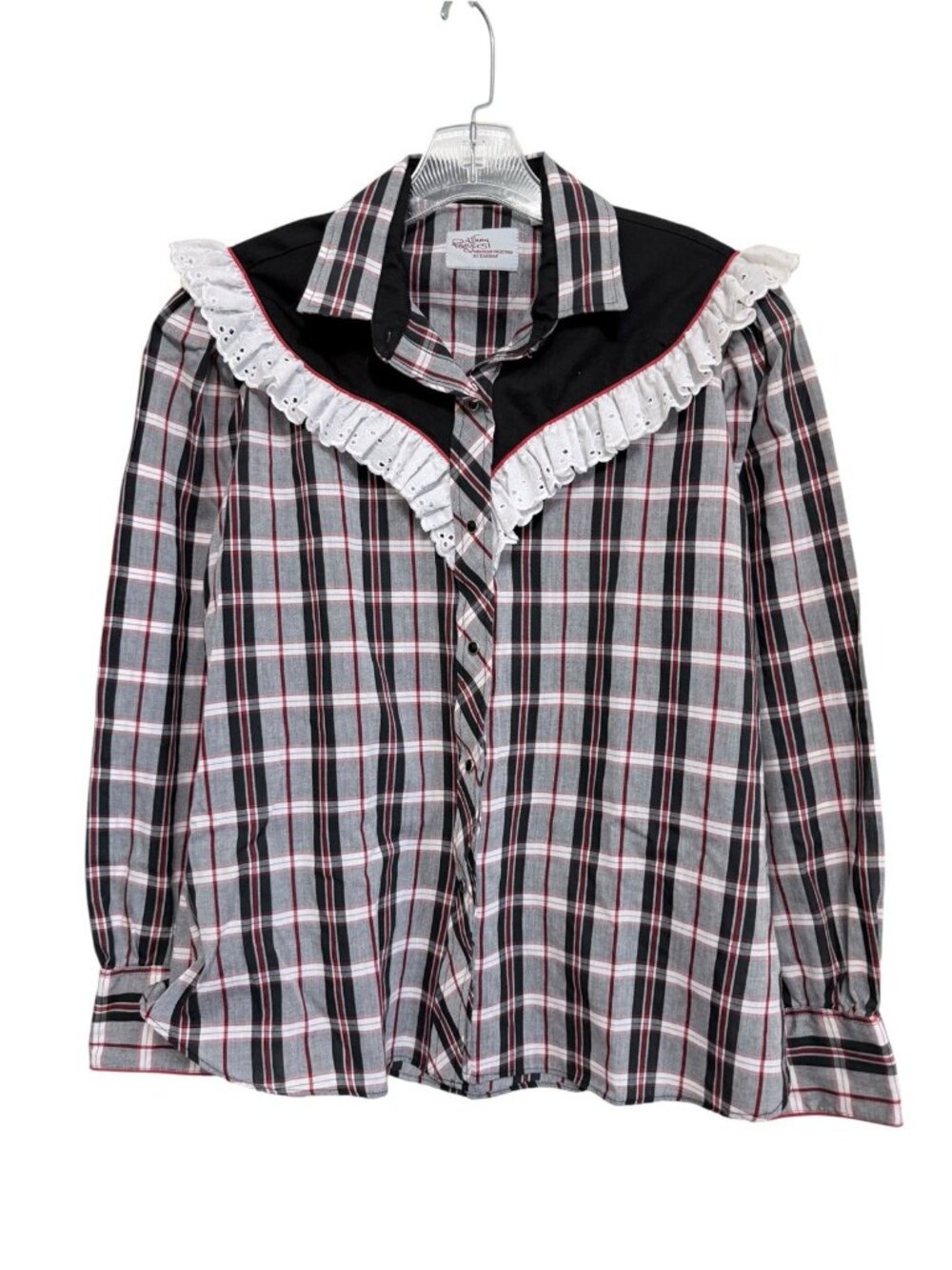 Kenny Rogers by Karman Black & Red Plaid Western Snap Shirt Women's 13/14 Sm-Med